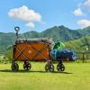 imageTimber Ridge 49 Extra Long Collapsible Folding Wagon with Tailgate and Brakes 300lbs Heavy Duty Foldable Wagon with Adjustable Handle 250L Capacity Portable Cart for Outdoor Camping Sports GreenOrange