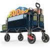 imageTimber Ridge 49 Extra Long Collapsible Folding Wagon with Tailgate and Brakes 300lbs Heavy Duty Foldable Wagon with Adjustable Handle 250L Capacity Portable Cart for Outdoor Camping Sports GreenBlue