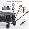 imageTimber Ridge 49 Extra Long Collapsible Folding Wagon with Tailgate and Brakes 300lbs Heavy Duty Foldable Wagon with Adjustable Handle 250L Capacity Portable Cart for Outdoor Camping Sports GreenGray
