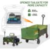 imageTimber Ridge 49 Extra Long Collapsible Folding Wagon with Tailgate and Brakes 300lbs Heavy Duty Foldable Wagon with Adjustable Handle 250L Capacity Portable Cart for Outdoor Camping Sports GreenGreen