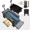 imageTimber Ridge 49 Extra Long Collapsible Folding Wagon with Tailgate and Brakes 300lbs Heavy Duty Foldable Wagon with Adjustable Handle 250L Capacity Portable Cart for Outdoor Camping Sports GreenGray