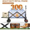 imageTimber Ridge 49 Extra Long Collapsible Folding Wagon with Tailgate and Brakes 300lbs Heavy Duty Foldable Wagon with Adjustable Handle 250L Capacity Portable Cart for Outdoor Camping Sports GreenOrange