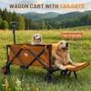 imageTimber Ridge 49 Extra Long Collapsible Folding Wagon with Tailgate and Brakes 300lbs Heavy Duty Foldable Wagon with Adjustable Handle 250L Capacity Portable Cart for Outdoor Camping Sports GreenOrange