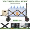 imageTimber Ridge 49 Extra Long Collapsible Folding Wagon with Tailgate and Brakes 300lbs Heavy Duty Foldable Wagon with Adjustable Handle 250L Capacity Portable Cart for Outdoor Camping Sports GreenGray