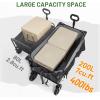 imageTimber Ridge 49 Extra Long Collapsible Folding Wagon with Tailgate and Brakes 300lbs Heavy Duty Foldable Wagon with Adjustable Handle 250L Capacity Portable Cart for Outdoor Camping Sports GreenGray