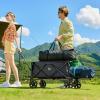 imageTimber Ridge 49 Extra Long Collapsible Folding Wagon with Tailgate and Brakes 300lbs Heavy Duty Foldable Wagon with Adjustable Handle 250L Capacity Portable Cart for Outdoor Camping Sports GreenGray