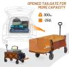 imageTimber Ridge 49 Extra Long Collapsible Folding Wagon with Tailgate and Brakes 300lbs Heavy Duty Foldable Wagon with Adjustable Handle 250L Capacity Portable Cart for Outdoor Camping Sports GreenOrange