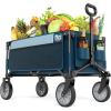 imageTimber Ridge 350L Extra Large Collapsible Folding Wagon Carts with Brake Heavy Duty Outdoor Camping Utility Wagons with Extended Height Adjustable Handle Cup Holders Side BagOrangeBlue