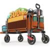 imageTimber Ridge 49 Extra Long Collapsible Folding Wagon with Tailgate and Brakes 300lbs Heavy Duty Foldable Wagon with Adjustable Handle 250L Capacity Portable Cart for Outdoor Camping Sports GreenOrange