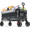 imageTimber Ridge 49 Extra Long Collapsible Folding Wagon with Tailgate and Brakes 300lbs Heavy Duty Foldable Wagon with Adjustable Handle 250L Capacity Portable Cart for Outdoor Camping Sports GreenGray