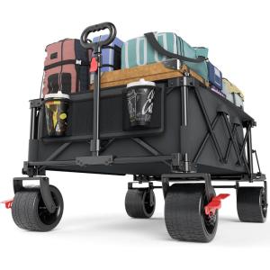 imageTIMBER RIDGE 600L Beast Wagon 26 W Extra Wide All Terrain Folding wBig Wheels Cargo Net amp Tailgate 26 W and 5525 L 400lbs Heavy Duty Collapsible Portable Cart for Camping Sports Dogs BlueGray