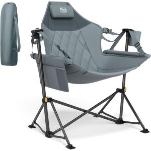 imageTIMBER RIDGE Hammock Camping Chair with Adjustable Backrest Heavy Duty Folding Hammock Chair Supports 300lbs Portable Hammock Chair for Camping Travelling and Patio Black 2 PackGrey