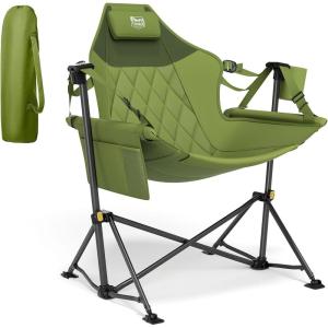 imageTIMBER RIDGE Hammock Camping Chair with Adjustable Backrest Heavy Duty Folding Hammock Chair Supports 300lbs Portable Hammock Chair for Camping Travelling and Patio Black 2 PackGreen
