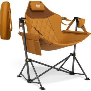 imageTIMBER RIDGE Hammock Camping Chair with Adjustable Backrest Heavy Duty Folding Hammock Chair Supports 300lbs Portable Hammock Chair for Camping Travelling and Patio Black 2 PackOrange