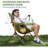 imageTIMBER RIDGE Oversized Hammock Camping Chair Swinging Chair with Adjustable Back and Seat Height Portable Folding Rocking Chair for Outdoor Lawn Backyard and Patio Supports 400lbs Black 2 PackGreen