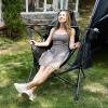 imageTIMBER RIDGE Oversized Hammock Camping Chair Swinging Chair with Adjustable Back and Seat Height Portable Folding Rocking Chair for Outdoor Lawn Backyard and Patio Supports 400lbs Black 2 PackBlack2 Pack