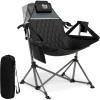 imageTIMBER RIDGE Oversized Hammock Camping Chair Swinging Chair with Adjustable Back and Seat Height Portable Folding Rocking Chair for Outdoor Lawn Backyard and Patio Supports 400lbs Black 2 PackBlack