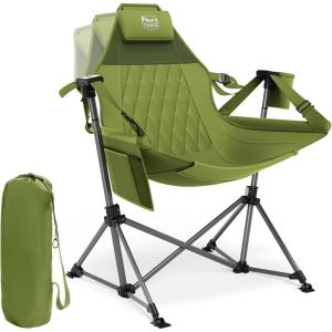 imageTIMBER RIDGE Oversized Hammock Camping Chair Swinging Chair with Adjustable Back and Seat Height Portable Folding Rocking Chair for Outdoor Lawn Backyard and Patio Supports 400lbs Black 2 PackGreen