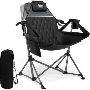 imageTIMBER RIDGE Oversized Hammock Camping Chair Swinging Chair with Adjustable Back and Seat Height Portable Folding Rocking Chair for Outdoor Lawn Backyard and Patio Supports 400lbs Black 2 PackBlack