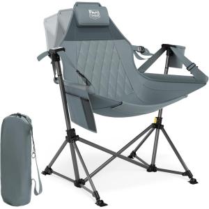 imageTIMBER RIDGE Oversized Hammock Camping Chair Swinging Chair with Adjustable Back and Seat Height Portable Folding Rocking Chair for Outdoor Lawn Backyard and Patio Supports 400lbs Black 2 PackGrey