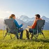 image:imageTimber Ridge Oversized Camping Chair with Lumbar Support Portable Folding Chair Heavy Duty for Adults Supports 450 LBS for Outdoor Camping Lawn with High Back Cup Holder Side Pocket GreyBlue