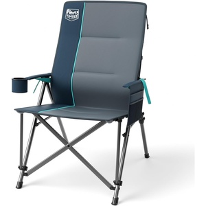 image:imageTimber Ridge Oversized Camping Chair with Lumbar Support Portable Folding Chair Heavy Duty for Adults Supports 450 LBS for Outdoor Camping Lawn with High Back Cup Holder Side Pocket GreyBlue