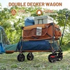 image:imageTIMBER RIDGE 400L Large Capacity Folding Double Decker Wagon with Brakes 54 Extra Long Extender Wagon Cart 450lbs Heavy Duty Collapsible Cart AllTerrain Big Wheels for Camping Sports ShoppingOrange With Brakes
