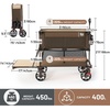 image:imageTIMBER RIDGE 400L Large Capacity Folding Double Decker Wagon with Brakes 54 Extra Long Extender Wagon Cart 450lbs Heavy Duty Collapsible Cart AllTerrain Big Wheels for Camping Sports ShoppingTan With Brakes