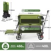 image:imageTIMBER RIDGE 400L Large Capacity Folding Double Decker Wagon with Brakes 54 Extra Long Extender Wagon Cart 450lbs Heavy Duty Collapsible Cart AllTerrain Big Wheels for Camping Sports ShoppingGreen With Brakes