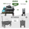 image:imageTIMBER RIDGE 400L Large Capacity Folding Double Decker Wagon with Brakes 54 Extra Long Extender Wagon Cart 450lbs Heavy Duty Collapsible Cart AllTerrain Big Wheels for Camping Sports ShoppingGray With Brakes