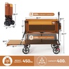 image:imageTIMBER RIDGE 400L Large Capacity Folding Double Decker Wagon with Brakes 54 Extra Long Extender Wagon Cart 450lbs Heavy Duty Collapsible Cart AllTerrain Big Wheels for Camping Sports ShoppingOrange With Brakes