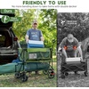 image:imageTIMBER RIDGE 400L Large Capacity Folding Double Decker Wagon with Brakes 54 Extra Long Extender Wagon Cart 450lbs Heavy Duty Collapsible Cart AllTerrain Big Wheels for Camping Sports ShoppingGreen With Brakes