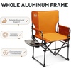image:imageTIMBER RIDGE Heavy Duty Camping Chair with Compact Size Portable Directors Chair with Side Table and Pocket for Camping Lawn Sports and Fishing Supports Up to 400lbs BlackOrange