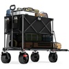 image:imageTIMBER RIDGE 400L Large Capacity Folding Double Decker Wagon with Brakes 54 Extra Long Extender Wagon Cart 450lbs Heavy Duty Collapsible Cart AllTerrain Big Wheels for Camping Sports ShoppingBlack With Brakes