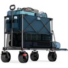 image:imageTIMBER RIDGE 400L Large Capacity Folding Double Decker Wagon with Brakes 54 Extra Long Extender Wagon Cart 450lbs Heavy Duty Collapsible Cart AllTerrain Big Wheels for Camping Sports ShoppingBlue With Brakes