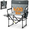 image:imageTIMBER RIDGE Heavy Duty Camping Chair with Compact Size Portable Directors Chair with Side Table and Pocket for Camping Lawn Sports and Fishing Supports Up to 400lbs BlackGrey