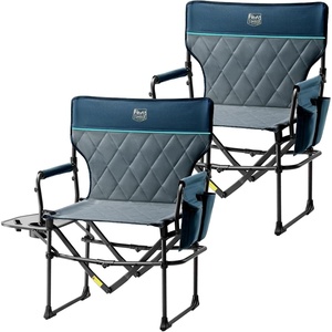 image:imageTIMBER RIDGE Heavy Duty Camping Chair with Compact Size Portable Directors Chair with Side Table and Pocket for Camping Lawn Sports and Fishing Supports Up to 400lbs BlackNavy2 Set