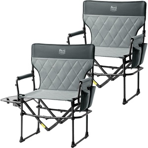 image:imageTIMBER RIDGE Heavy Duty Camping Chair with Compact Size Portable Directors Chair with Side Table and Pocket for Camping Lawn Sports and Fishing Supports Up to 400lbs BlackGrey2 Set