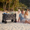 image:imageTIMBER RIDGE Outdoor Collapsible Folding Wagon with Brakes and Cup Holders 500lbs Heavy Duty All Terrain Wheels Utility Cart for Shopping Camping Garden Sports OrangeGray