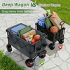 image:imageTIMBER RIDGE Outdoor Collapsible Folding Wagon with Brakes and Cup Holders 500lbs Heavy Duty All Terrain Wheels Utility Cart for Shopping Camping Garden Sports OrangeGray
