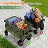 image:imageTIMBER RIDGE Outdoor Collapsible Folding Wagon with Brakes and Cup Holders 500lbs Heavy Duty All Terrain Wheels Utility Cart for Shopping Camping Garden Sports OrangeGreen