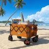 image:imageTIMBER RIDGE Outdoor Collapsible Folding Wagon with Brakes and Cup Holders 500lbs Heavy Duty All Terrain Wheels Utility Cart for Shopping Camping Garden Sports OrangeOrange