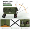 image:imageTIMBER RIDGE Outdoor Collapsible Folding Wagon with Brakes and Cup Holders 500lbs Heavy Duty All Terrain Wheels Utility Cart for Shopping Camping Garden Sports OrangeGreen