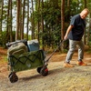 image:imageTIMBER RIDGE Outdoor Collapsible Folding Wagon with Brakes and Cup Holders 500lbs Heavy Duty All Terrain Wheels Utility Cart for Shopping Camping Garden Sports OrangeGreen