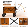 image:imageTIMBER RIDGE Outdoor Collapsible Folding Wagon with Brakes and Cup Holders 500lbs Heavy Duty All Terrain Wheels Utility Cart for Shopping Camping Garden Sports OrangeOrange