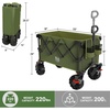 image:imageTIMBER RIDGE Outdoor Collapsible Folding Wagon with Brakes and Cup Holders 500lbs Heavy Duty All Terrain Wheels Utility Cart for Shopping Camping Garden Sports OrangeGreen