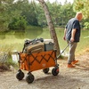 image:imageTIMBER RIDGE Outdoor Collapsible Folding Wagon with Brakes and Cup Holders 500lbs Heavy Duty All Terrain Wheels Utility Cart for Shopping Camping Garden Sports OrangeOrange