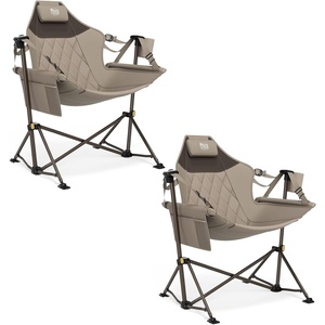 image:imageTIMBER RIDGE Hammock Camping Chair with Adjustable Backrest Heavy Duty Folding Hammock Chair Supports 300lbs Portable Hammock Chair for Camping Travelling and Patio Blue 2 PackTan 2 Set