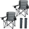 image:imageTimber Ridge 2 Pack Oversized Folding Camping Chair for Adults  Support 550 LBS Heavy Duty Chairs with Cup Holder Side Pocket for Camping Lawn PicnicNavyGrey