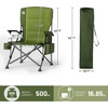 image:imageTIMBER RIDGE Oversized Folding Camping Chair High Back 500lbs  Heavy Duty Camping Chairs for Adults Cup Holder Side Pocket Cooler BagGreen